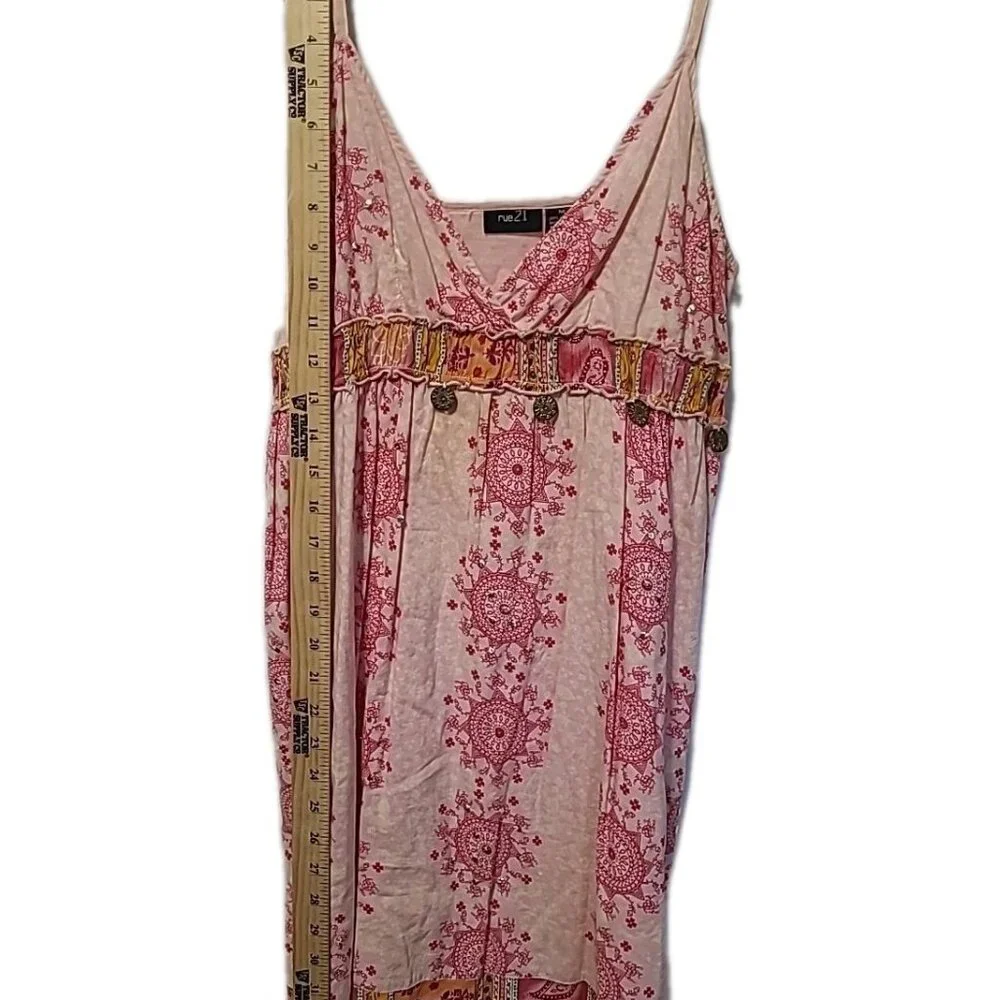 VTG Babydoll Dress Mini Rue21 Floral Medallion Jr M Y2K Coquette Romantic Sequin - Picture 10 of 16